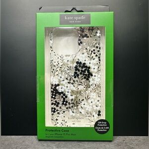 Kate Spade New York Protective iPhone 15 Pro Max Case – Black & White Floral